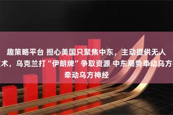 趣策略平台 担心美国只聚焦中东，主动提供无人机技术，乌克兰打“伊朗牌”争取资源 中东局势牵动乌方神经