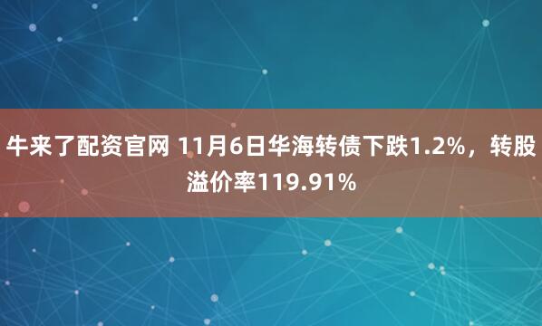 牛来了配资官网 11月6日华海转债下跌1.2%，转股溢价率119.91%