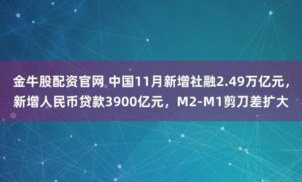 金牛股配资官网 中国11月新增社融2.49万亿元，新增人民币贷款3900亿元，M2-M1剪刀差扩大